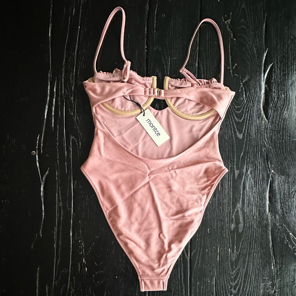 Montce Pink Satin Petal One Piece NWT - Picture 6 of 10